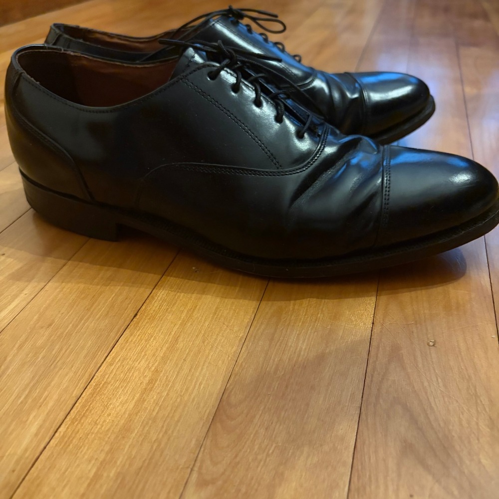 Bostonian Classics Mens Black Leather Cap Toe Oxford Shoes Made in USA 9.5 D/B - Picture 4 of 7
